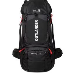 Sac &agrave; dos de camping  &Eacute;tanche 60L avec Housse de Pluie L&eacute;ger Compartiment Chaussures Camping Noir