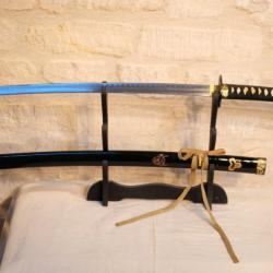 KATANA sabre japonais katana fourreau laqu&eacute; noir avec diable ref EBR24JAP021