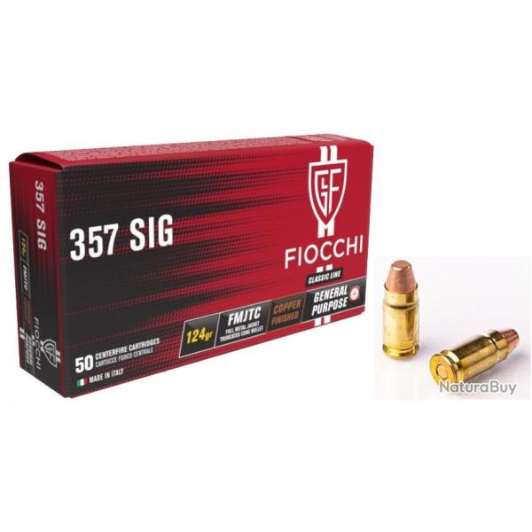FIOCCHI cal.357 SIG FMJ TC 1 carton de 1000 munitions
