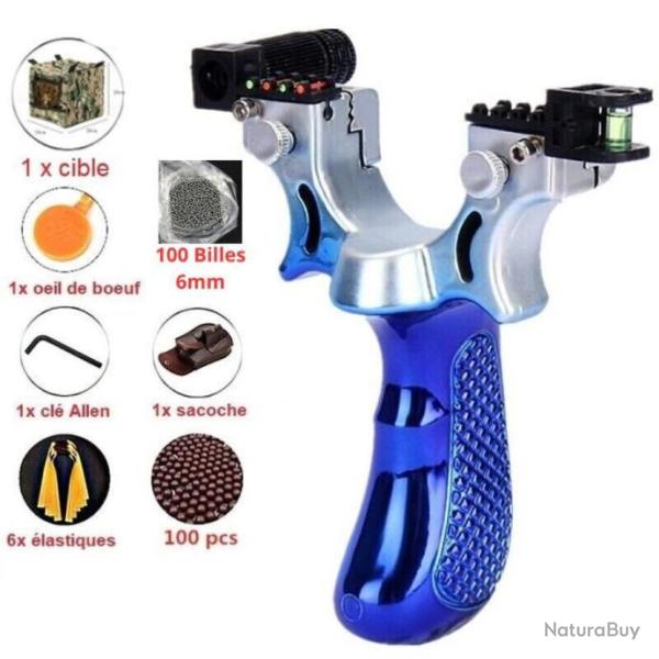 Fronde Pro Lance Pierre Haute Pr�cision Slingshot Laser Cible Sacoche Cuir