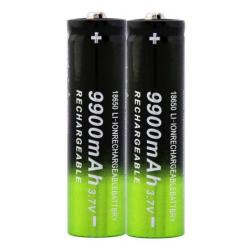 DESTOCKAGE 2 Piles Batteries 18650 Rechargeable 3.7V Haute Capacti&eacute; 9900 mAh Lithium-Ion TOP