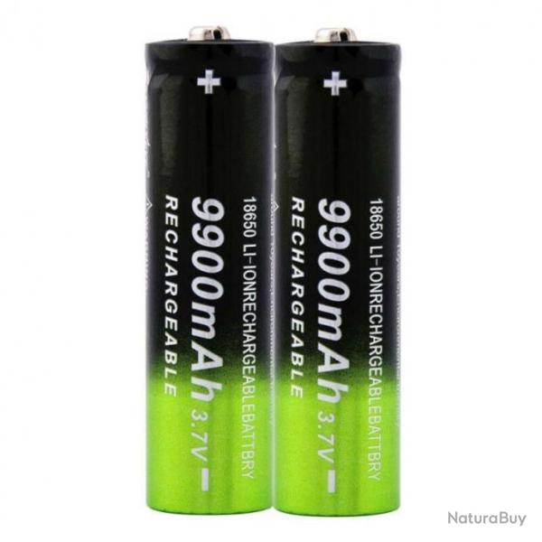 DESTOCKAGE 2 Piles Batteries 18650 Rechargeable 3.7V Haute Capacti� 9900 mAh Lithium-Ion TOP