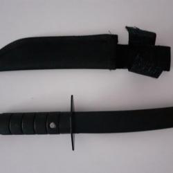 Couteau Poignard Droit Noir Lame Tanto + Etui Randonn&eacute;e Camping Randonn&eacute;e Chasse