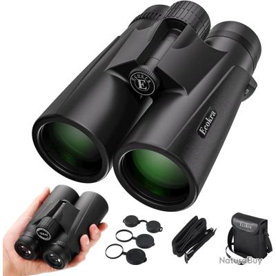 Jumelles 12x42 étanches Avec Prisme BAK4 - Pour Observation Oiseaux, Chasse, Randonnée - Compactes Et Légères - 10