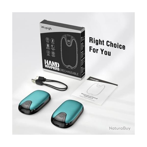 Chauffe-Mains Rechargeable USB 2 en 1 Magn�tique Portable 3 Modes Chauffage R�glables Randonn�e