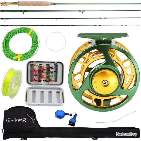 Kit Complet Accessoires de Canne � p�che � la Mouche Canne � Mouche L�g�re Portable avec Moulinet