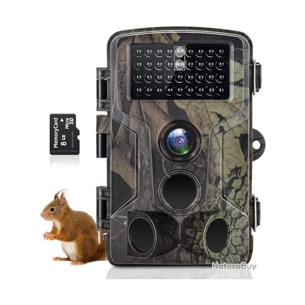 Camera Chasse 50MP 4K Vision Nocturne 25M �tanche IP65 D�tection Mouvement Carte SD 32GB HC802A