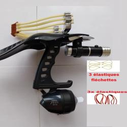 Fronde de Pr&eacute;cision Professionnelle Laser 3x &Eacute;lastiques Puissants Protection Main + 200 Billes TOP