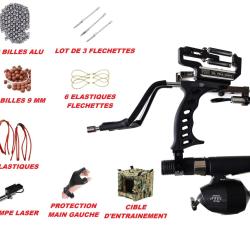 Fronde Lance-Pierre Pro Ultra Puissant  + Laser + 200 Billes + Kit P&ecirc;che et Cible d'entrainement TOP