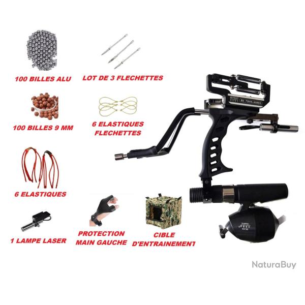 Fronde Lance-Pierre Pro Ultra Puissant  + Laser + 200 Billes + Kit P�che et Cible d'entrainement TOP