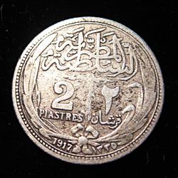 Egypte pi&eacute;ce de 2 piastres argent 1917 ttb
