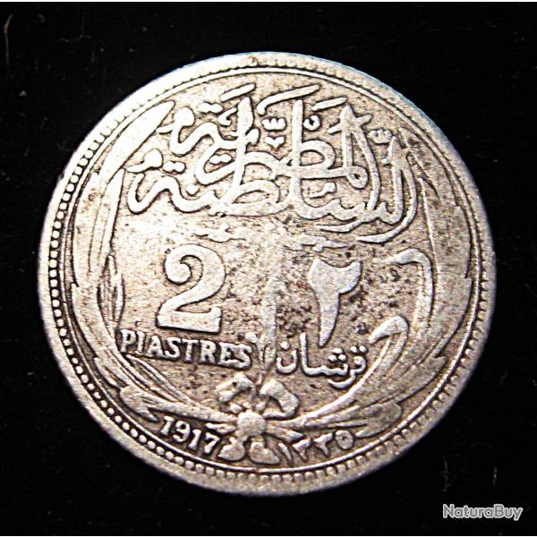 Egypte pi�ce de 2 piastres argent 1917 ttb