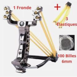 Kit Fronde Lance Pierre Slingshot 3 Elastiques + 100 Billes