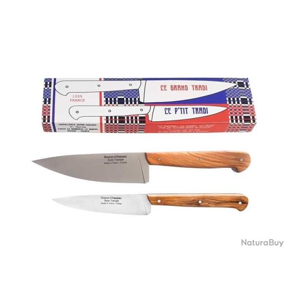 SET 2 COUTEAUX GOYON-CHAZEAU P'TIT TRADI/GRAND TRADI OLIVIER