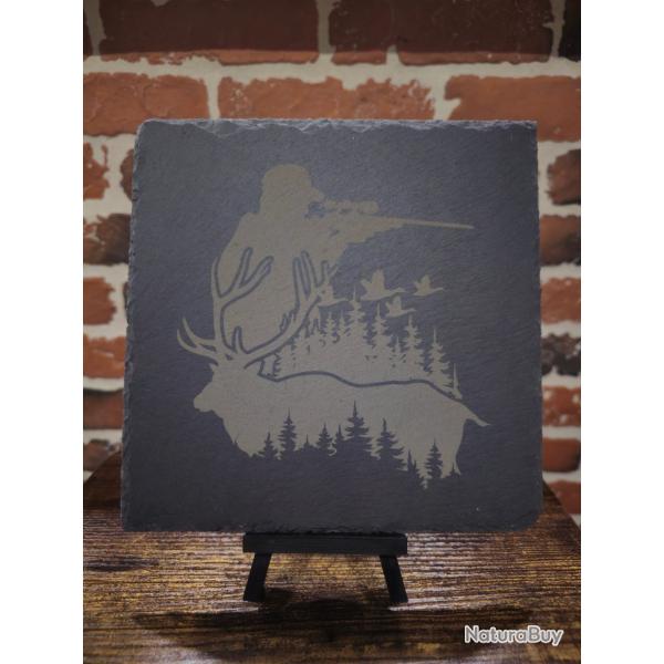Dessous de plat en ardoise - Chasse - 20 x 20 cm