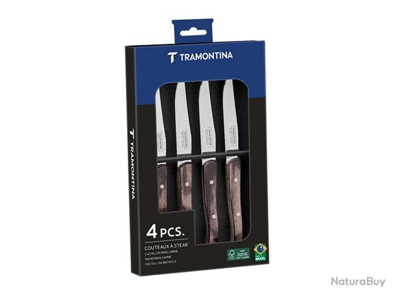 Couteaux De Table LA FOURMI - 3 Couteaux Steak Noir, Lame Lisse Inox, 2 Rivets - Neufs