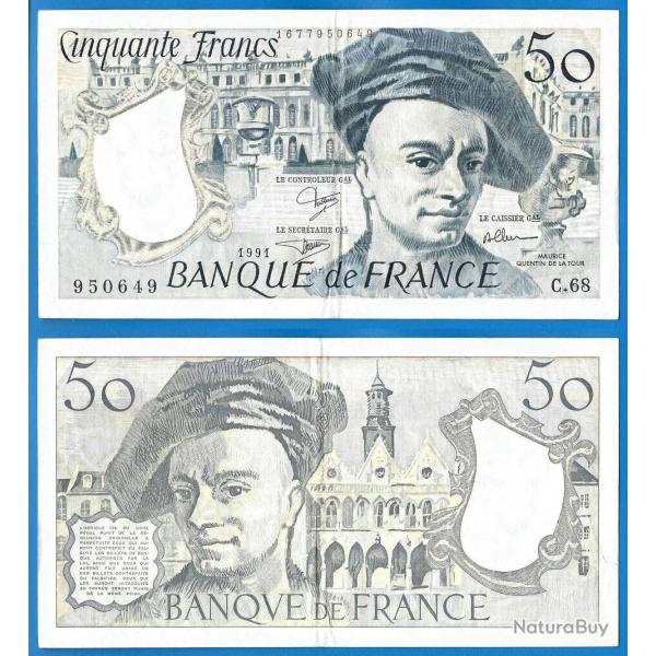 France 50 Francs 1991 Quentin De La Tour Billet Franc Frc Frcs Frs