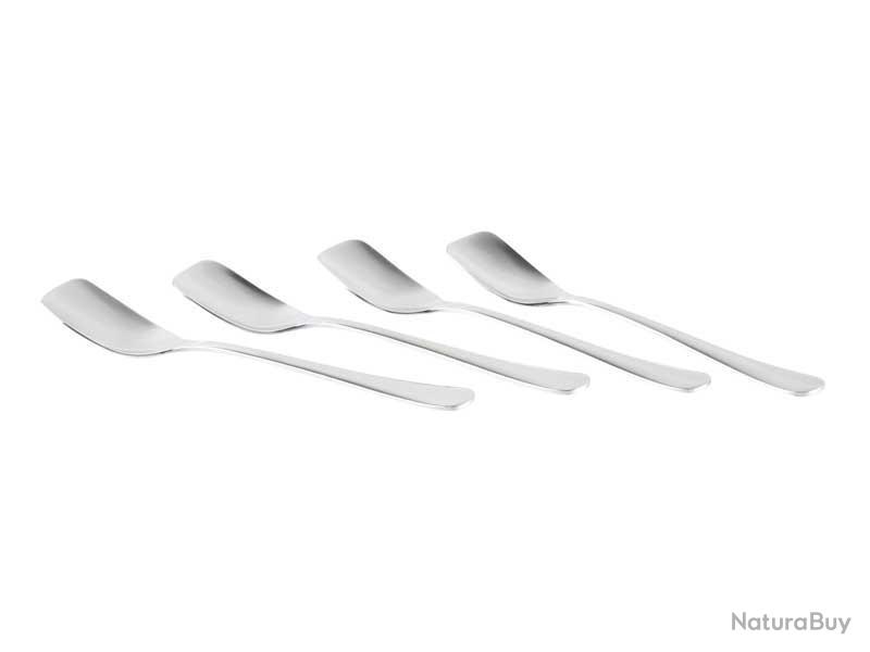Lot De 4 Cuillères à Corne Naturelle Longues - Ustensiles Cuisine Pour Café, Dessert Et Mélange