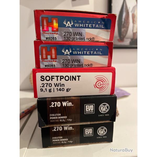Lot de cartouches 270 winchesterRws, geco et hornady