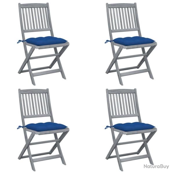 Chaises pliables d'ext�rieur lot de 4 et coussins Bois d'acacia