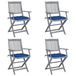 Chaises pliables d'ext&eacute;rieur lot de 4 et coussins Bois d'acacia