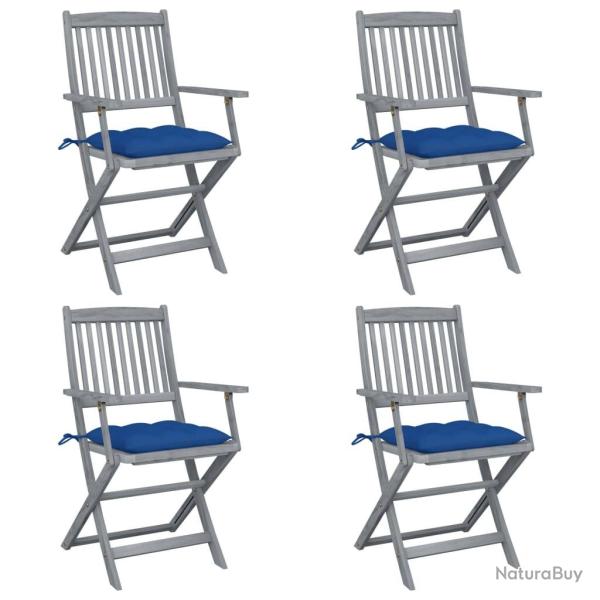 Chaises pliables d'ext�rieur lot de 4 et coussins Bois d'acacia