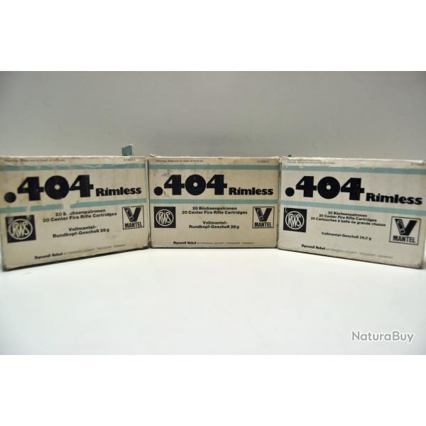 Lot de 3 boites de munitions RWS V-Mantel - Cal. 404 Rimless