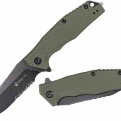 Couteau Steel Will Warbot Lame Acier D2 Serr Manche Olive G10 Liner Lock SMGF1033S