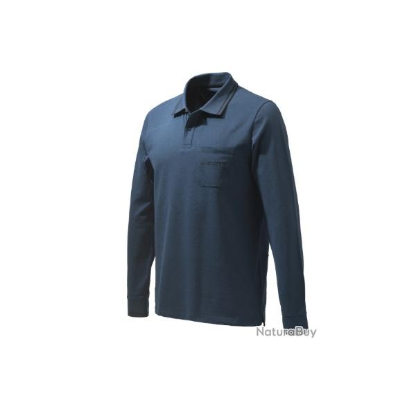 Beretta Polo Airmesh Hommes Manches longues Bleu Taille : M