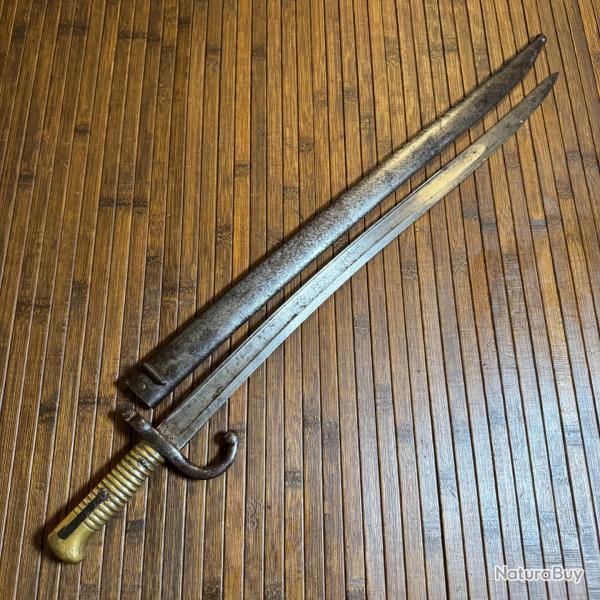 BA�ONNETTE SABRE CHASSEPOT 1866 MONOMATRICULE MANUFACTURE IMP�RIAL DE CHATELLERAULT 1868