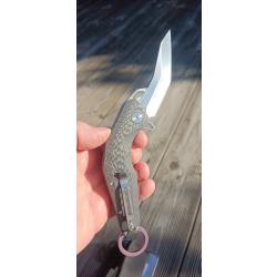 Couteau pliant artisanal s 35 nv tanto , carbone