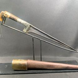 ANCIEN ROBUSTE POIGNARD CHOORA OU KHYBER AFGHAN, CIRCA 1900, PACHTOUN, BEAU COUTEAU D'ASIE
