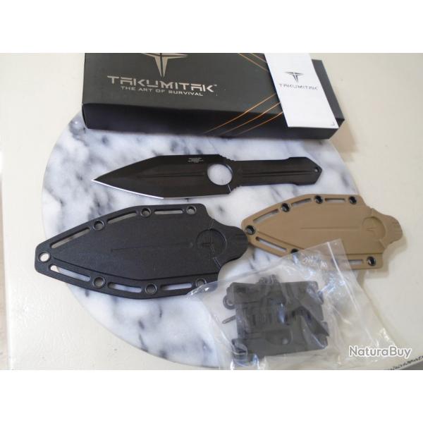 Couteau Dague Tactical Takumitak Steel Rain Lame Acier 3Cr13 Manche FRN Lame Fixe 2 Etuis FRN