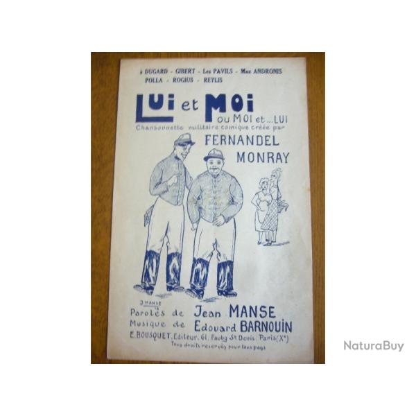 Partition chansonnette militaire comique "LUI et MOI ou MOI ou LUI de 1939 (D59)