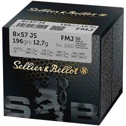 MUNITIONS SELLIER & BELLOT CALIBRE 8x57 JS FMJ 196gr - 12.7g x50