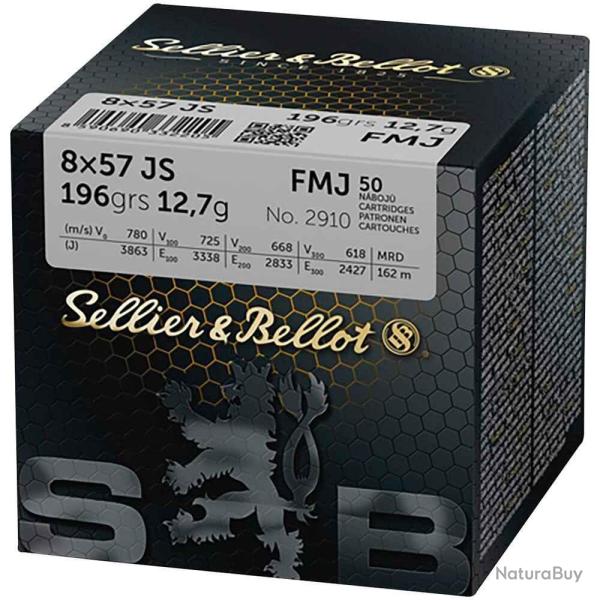MUNITIONS SELLIER & BELLOT CALIBRE 8x57 JS FMJ 196gr - 12.7g x50