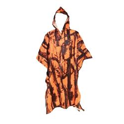 Poncho imperm&eacute;able polyester enduit orange taille unique