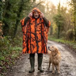 Poncho imperm&eacute;able polyester enduit orange taille unique