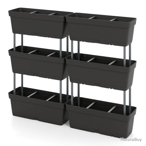 Lot de 6 jardini�res sur�lev�es verticales 49 x 16 x 81 cm avec drainage et espace de plantation id