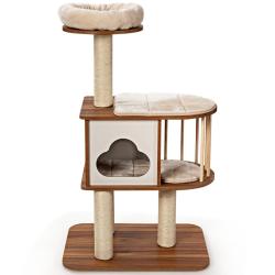 Arbre &agrave; chat multi-niveaux 68 x 48 x 117 cm avec coussins lavables et corde en sisal style scandina