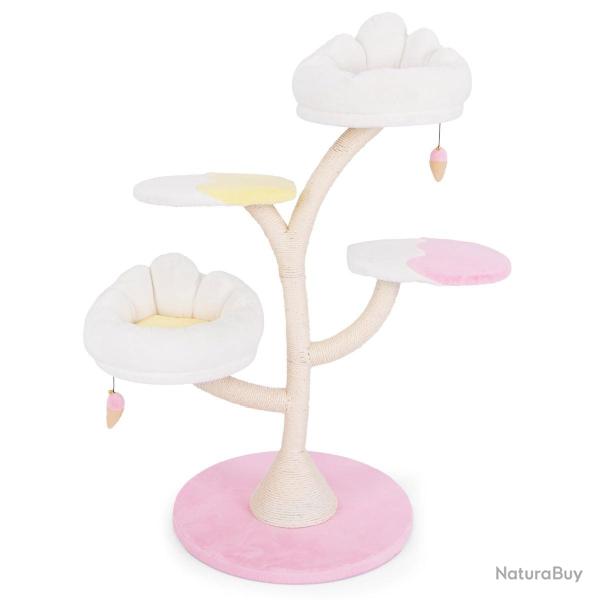 Arbre � chat multicouche 123 x 59 x 25 cm s�curis� avec 2 perchoirs douillets et griffoir en sisal