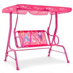 Balan&ccedil;oire pour enfants 112 x 76,5 x 111 cm s&eacute;curis&eacute;e et d&eacute;corative style ludique en m&eacute;tal rose 20_