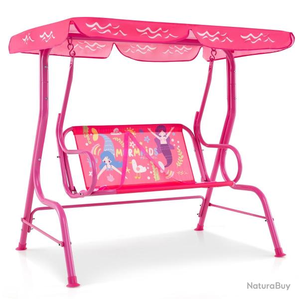 Balan�oire pour enfants 112 x 76,5 x 111 cm s�curis�e et d�corative style ludique en m�tal rose 20_