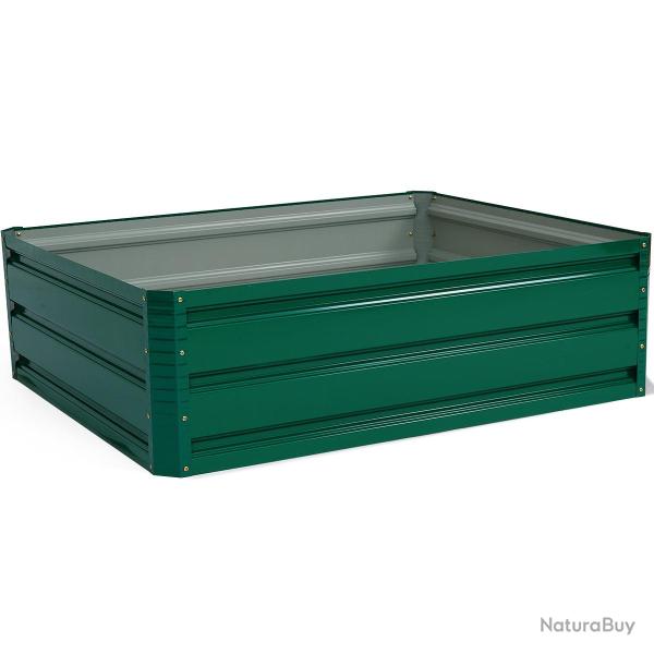 Jardini�re sur�lev�e 100 x 80 x 30 cm robuste et durable ambiance cosy en acier vert fonc� 20_00122