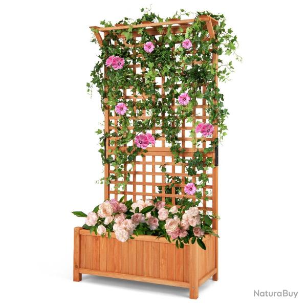 Jardini�re sur�lev� avec treillis 90 x 44,5 x 183,5 cm parfait pour plantes grimpantes style nature