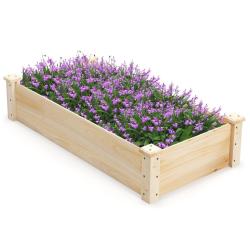 Jardini&egrave;re sur&eacute;lev&eacute;e pour jardin 120 x 61 x 25,5 cm drainage optimal finition naturelle en bois de