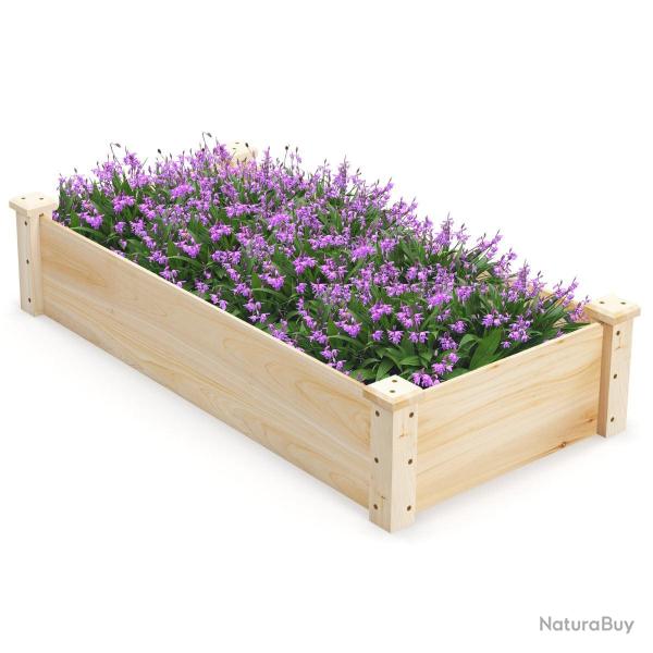 Jardini�re sur�lev�e pour jardin 120 x 61 x 25,5 cm drainage optimal finition naturelle en bois de