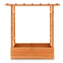 Jardini&egrave;re en bois de sapin avec treillis lat&eacute;raux 110 x 44 x 113,5 cm jardinage ext&eacute;rieur avec dra