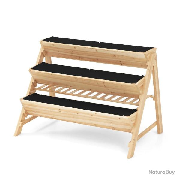 Jardini�re sur�lev� � 3 niveaux 117 x 74 x 80 cm ample espace de croissance �tag�re de rangement st