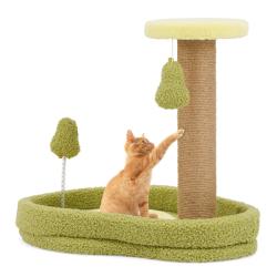 Lit pour chat avec plateforme ronde 50 x 35 x 42 cm confort rembourr&eacute; jouet &agrave; ressort design contem